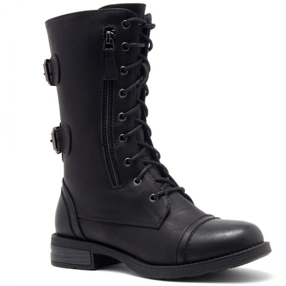 BRAND NEW SHOE LAND KASEY WOMEN'S ANKLE LACE-UP MILITARY COMBAT BOOT MID CALF - Picture 11 of 16
